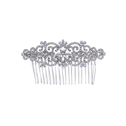 Art deco silver crystal hair - silver,