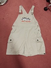 Big Dogs Vintage Ladies Beige Bib Shorts Size L St Bernard Puppies Dog Design 