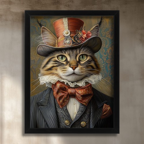 Maine coon cat steampunk wall - maine,