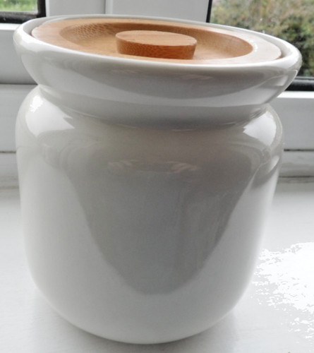 White ceramic storage jar with