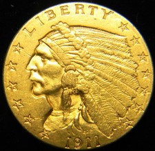 1911 GOLD INDIAN QUARTER EAGLE