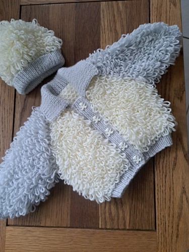 Hand knitted baby loopy jacket - baby,