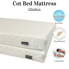 Cot bed Foam Mattress 120x60cm, hypoallergenic Quilted Zipped Removable cover