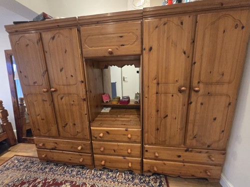 Freestanding pine wardrobe - freestanding,