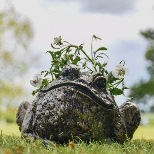 Antique gold bullfrog - bullfrog, planter