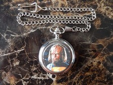 STAR TREK WORF CHROME POCKET WATCH WITH CHAIN