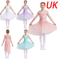 UK Girls Lyrical Dance Leotard Dress Modern Contemporary High-Low Ballet Costume