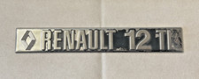 RENAULT 12 TL - VINTAGE METAL CAR BADGE / EMBLEM - 223  X 35  MM