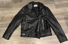 Zara Women’s Black faux Leather Jacket - Size 10 - 140cm