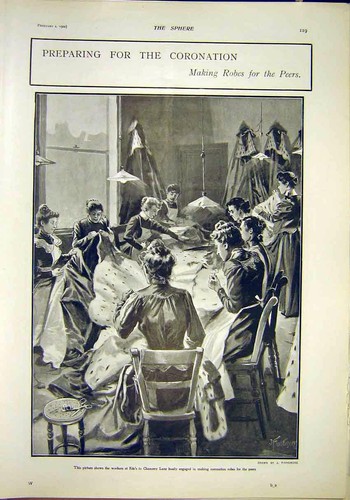 Old antique print coronation - old,
