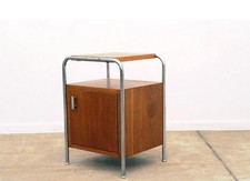 Original Bauhaus-style Vintage bedside table,wooden cabinet,tubular steel frame