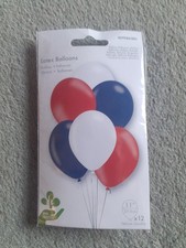 Latex Balloons Red, White And Blue 12 Pack 11 Inch/27.5cm, Helium Quality