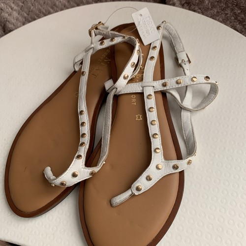 Ladies flat white leather - flat,