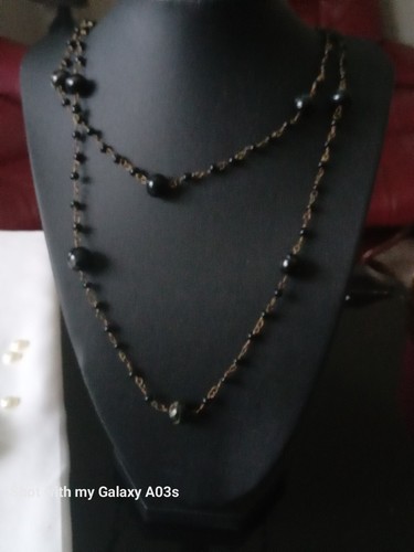 Overhead black beads cloisonne - black,