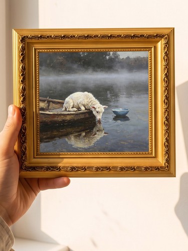 Sheep wooden boat - on, original