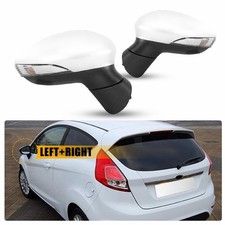Pair White Door Wing Mirror Heated Manual Fold For Ford Fiesta MK7 2013-2017 UK