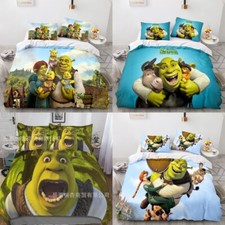 3D Shrek Monster Anime Quilt Duvet Set Bedding Set Pillowcase Single Double UK