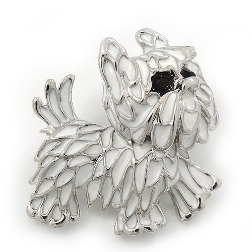White enamel yorkie - yorkie, dog