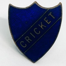 CRICKET Vintage Original Shield Enamel Pin Badge Sports School Award Captain