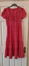 NWOT Red Flower Spotty Dress. Size 16. Midi Below Knee Length