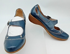 M&S FOOTGLOVE Women's Size 5 EU 38 Blue Leather Mary Jane Shoes