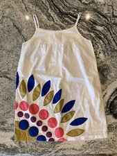 Mini Boden Girls 11-12 White Flower Petal Appliqué Dress