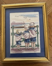 Framed cross stitch "Brothers"