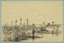 Fisherman In Rural Landscape -