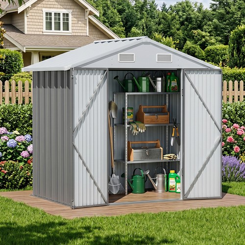 8x6ft garden metal shed apex - garden,