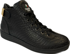 TRAVEL FOX Men's Malibu Nappa Leather Round Toe Lace-Up Mid-Top Black 915601-085