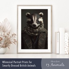 Smartly Dressed British Animal Portrait - Funny Wall Art Poster Print
