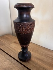 Wooden Vase Folk Art Geometric