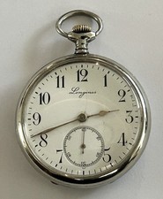 Antique Swiss ‘Longines’ (6 Grands Prix) White Metal Open Face Pocket Watch