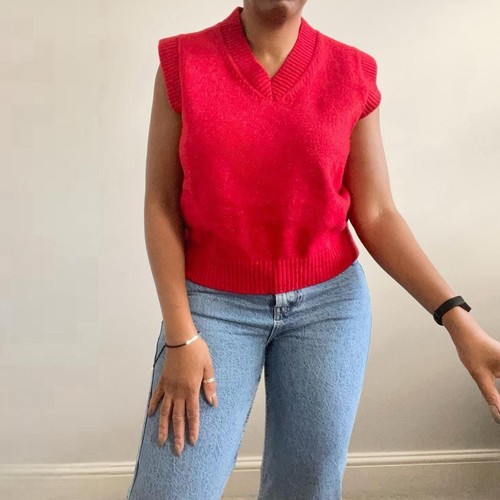 Zara red knitted sleeveless - red,