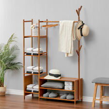 Bamboo Clothes Rail Rack Wood
