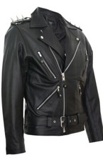 100% Cow Leather Black Ghost Rider Brando Cage Biker Rock Spike Style Jacket
