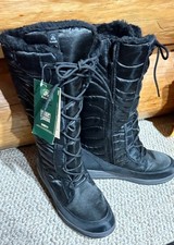 Womens Kamik Tall Lace up Look with side Zipper Black Winter Boots Size 9 NEW!
