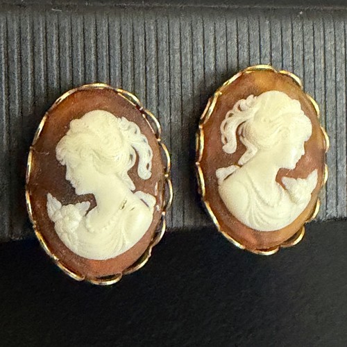 Vintage cameo earrings clip - earrings,