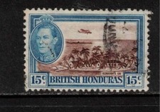 British Honduras Belize 1938-47 SG156 15c brown and light blue Used