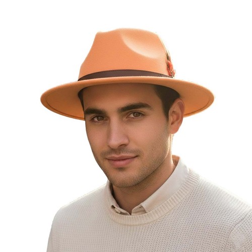 Men trilby fedora hat with - men’s,