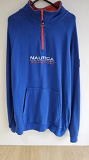 Nautica Competition 1/4 Zip Sweatshirt Mens Size L Blue Sailing Boats Yachting