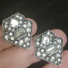 CLIP ON vintage silver tone