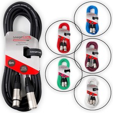 Stagecore 6M XLR Male to Female Mic Lead & Audio Cable Balanced Colour