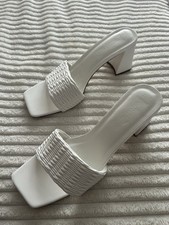 New Primark White Woven Mules