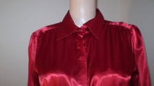 APOSTROPHE VINTAGE SHINY GLOSS LIQUID SILKY SATIN SHIRT BLOUSE DRESS SUIT TOP XL