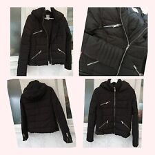Women's ZARA Black Puffa Jacket, Medium, UK10, Warm Winter Coat With Hood, Zips