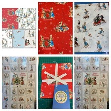 BEATRIX POTTER PETER RABBIT CHRISTMAS FABRIC FULL BOLT , METRES,F/Q,ASSORTED 