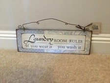 John Lewis Metal Laundry Washing Sign Plaque Vintage Retro Shabby Chic