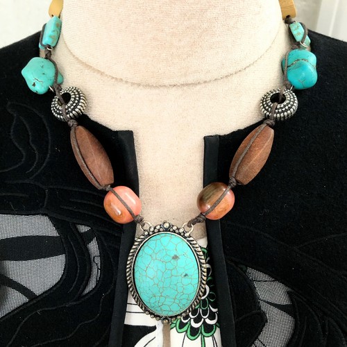 Chunky howlite wood beaded - chunky,