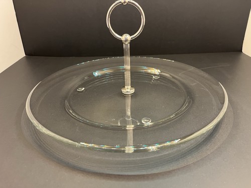 Vintage clear glass serving - glass,